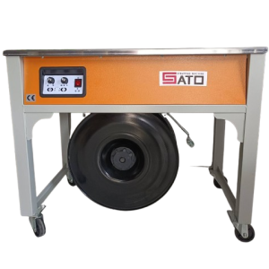 เครื่องรัดกล่องกึ่งอัตโนมัติ SATO ใช้สายรัดพลาสติก PP สำหรับแพ็คสินค้า